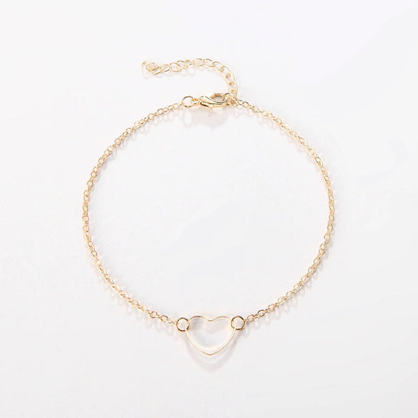 Alloy Crystal Love Anklet Heart Shaped Jewelry With Chrysanthemum Pattern