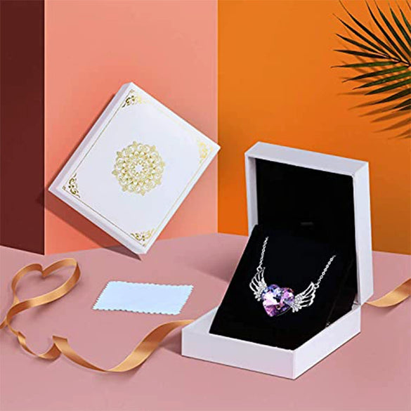 Alloy Crystal Set Women Necklace With Heart Shape Pendant And Cross Chain