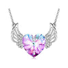 Alloy Crystal Set Women Necklace With Heart Shape Pendant And Cross Chain