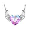 Alloy Crystal Set Women Necklace With Heart Shape Pendant And Cross Chain