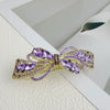 Alloy Crystal Spring Hairpin For Women With Bow Design And Electroplating Processing