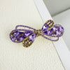 Alloy Crystal Spring Hairpin For Women With Bow Design And Electroplating Processing