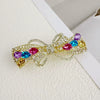 Alloy Crystal Spring Hairpin For Women With Bow Design And Electroplating Processing