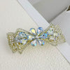 Alloy Crystal Spring Hairpin For Women With Bow Design And Electroplating Processing