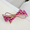 Alloy Crystal Spring Hairpin For Women With Bow Design And Electroplating Processing