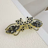 Alloy Crystal Spring Hairpin For Women With Bow Design And Electroplating Processing