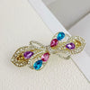 Alloy Crystal Spring Hairpin For Women With Bow Design And Electroplating Processing