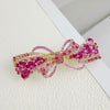 Alloy Crystal Spring Hairpin For Women With Bow Design And Electroplating Processing