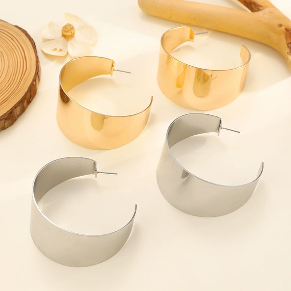 Alloy Cshaped Geometric Electroplated Earrings