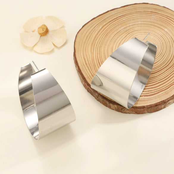 Alloy Cshaped Geometric Electroplated Earrings