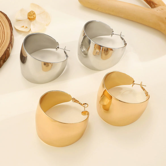 Alloy Cshaped Geometric Electroplated Earrings
