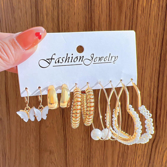 Alloy Cshaped Love Butterfly Ear Clips With Pearls Featuring Heart Geometric Animal And Zodiac Patterns