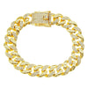 Alloy Cuban Chain Bracelet With Diamond Stitching And Geometric Design Unisex Fashion