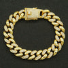 Alloy Cuban Chain Bracelet With Diamond Stitching And Geometric Design Unisex Fashion