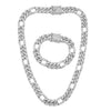 Alloy Cuban Chain Diamond Geometric Fashion Women's Necklace Bracelet Set