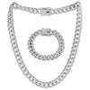 Alloy Cuban Chain Diamond Geometric Fashion Women's Necklace Bracelet Set