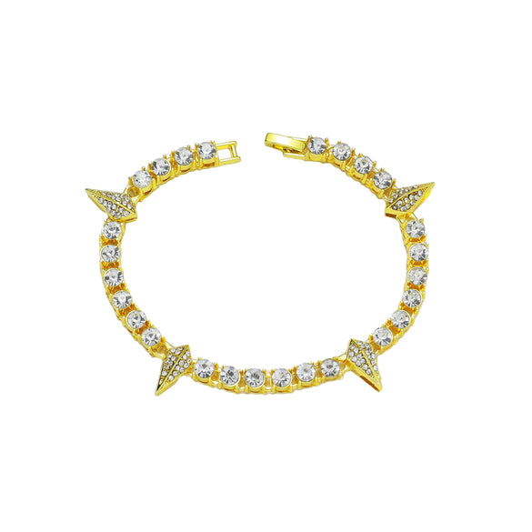 Alloy Cuban Chain Hiphop Style Geometric Diamond Stitching Necklace And Bracelet Jewelry