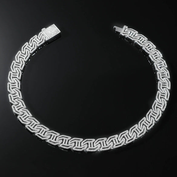 Alloy Cuban Chain Hiphop Style Hletter Hollow Diamond Jewelry Bracelet And Necklace For Men And Women