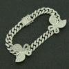 Alloy Cuban Chain Necklace With Diamond Inlay And Butterfly Pattern Hip Hop Style Unisex
