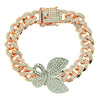 Alloy Cuban Chain Necklace With Diamond Inlay And Butterfly Pattern Hip Hop Style Unisex