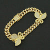 Alloy Cuban Chain Necklace With Diamond Inlay And Butterfly Pattern Hip Hop Style Unisex