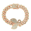 Alloy Cuban Chain Necklace With Diamond Inlay And Butterfly Pattern Hip Hop Style Unisex