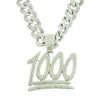 Alloy Cuban Chain Necklace With Hip Hop Style Diamond Pendant Featuring Letters Numbers And Text