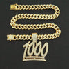 Alloy Cuban Chain Necklace With Hip Hop Style Diamond Pendant Featuring Letters Numbers And Text
