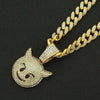 Alloy Cuban Chain With Threedimensional Geometric Diamond Small Monster Pendant Trendy Necklace Accessories