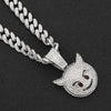 Alloy Cuban Chain With Threedimensional Geometric Diamond Small Monster Pendant Trendy Necklace Accessories