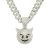 Alloy Cuban Chain With Threedimensional Geometric Diamond Small Monster Pendant Trendy Necklace Accessories