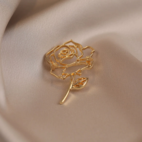Alloy Cut Out Flower Metal Brooch Electroplated For Women