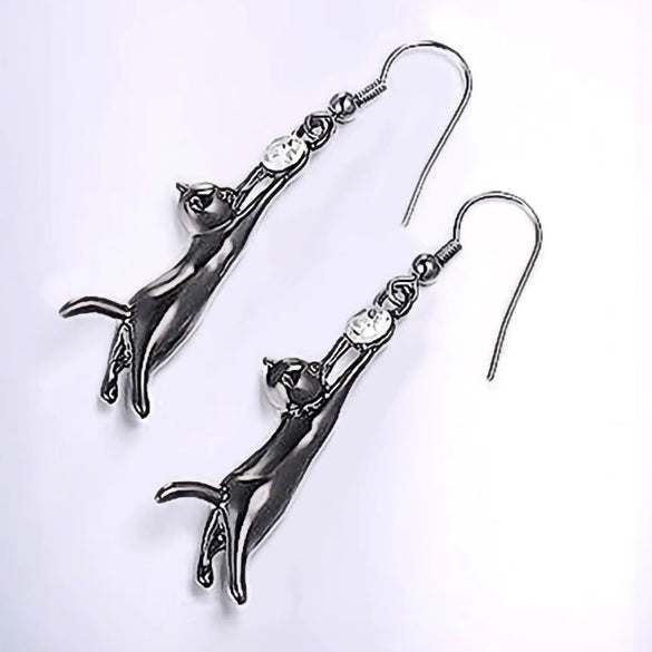Alloy Cute Animal Kitten Stretch Earrings For Women With Electroplating