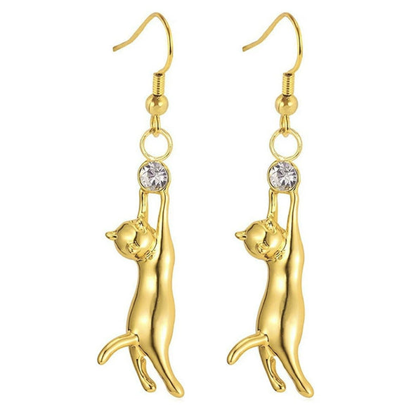 Alloy Cute Animal Kitten Stretch Earrings For Women With Electroplating