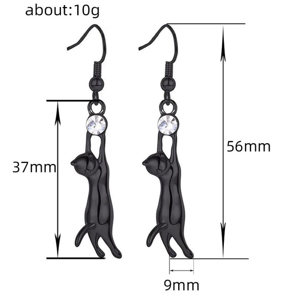 Alloy Cute Animal Kitten Stretch Earrings For Women With Electroplating