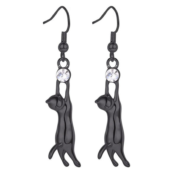 Alloy Cute Animal Kitten Stretch Earrings For Women With Electroplating