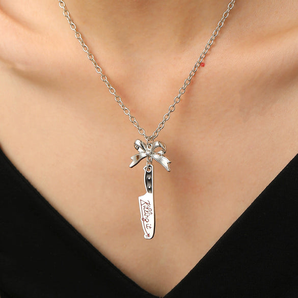 Alloy Dagger Pattern Pendant Necklace And Earrings For Women Electroplating Treatment Gothic Punk Rock Style