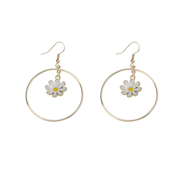 Alloy Daisy Heart Dripping Oil Earrings