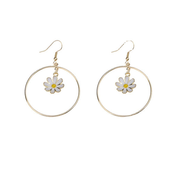 Alloy Daisy Heart Dripping Oil Earrings