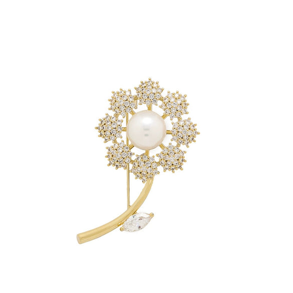 Alloy Dandelion Flower Antilight Brooch For Women Electroplated Natural Style Coat Accessory