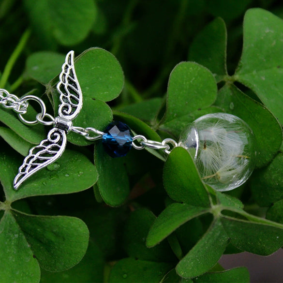 Alloy Dandelion Vintage Geometric Electroplating Floating Bottle Pendant Necklace