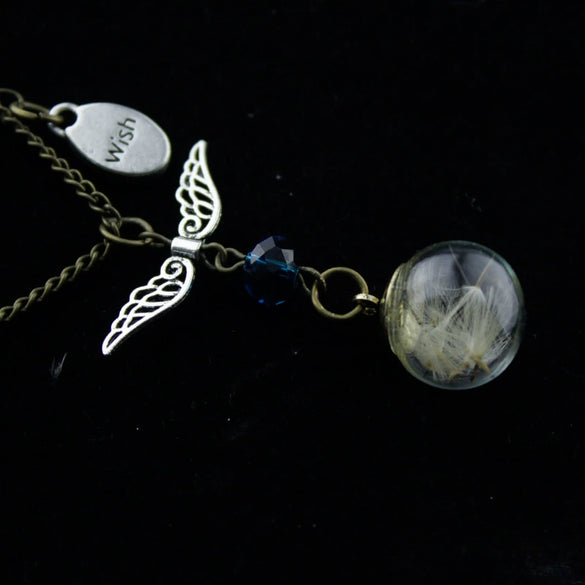 Alloy Dandelion Vintage Geometric Electroplating Floating Bottle Pendant Necklace