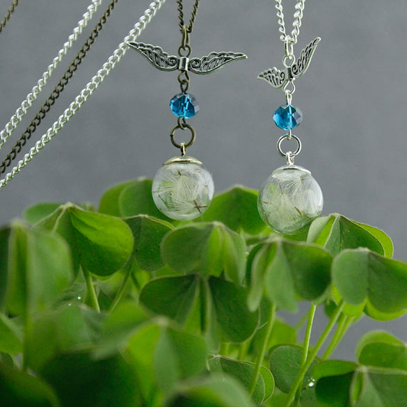 Alloy Dandelion Vintage Geometric Electroplating Floating Bottle Pendant Necklace