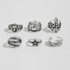 Alloy Dark Punk Retro Joint Ring Set With Carved Bat And Geometric Pattern For Couple