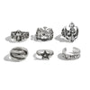Alloy Dark Punk Retro Joint Ring Set With Carved Bat And Geometric Pattern For Couple