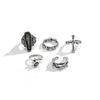 Alloy Dark Punk Retro Joint Ring Set With Carved Bat And Geometric Pattern For Couple