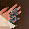 Alloy Denim Diamond Heart Circle Square Geometric Electroplating Light Luxury Women's Earrings