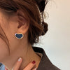 Alloy Denim Diamond Heart Circle Square Geometric Electroplating Light Luxury Women's Earrings
