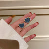Alloy Denim Diamond Heart Circle Square Geometric Electroplating Light Luxury Women's Earrings