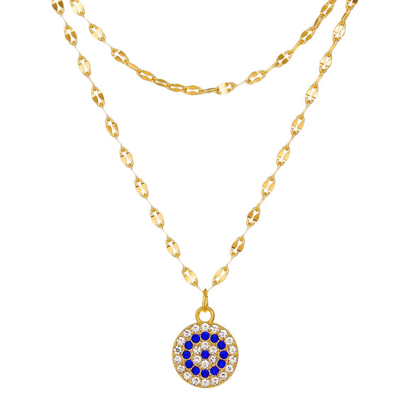 Alloy Devil's Eye Doublelayer Necklace With Geometric Pattern And Diamond Design For Women